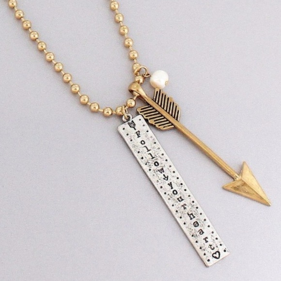 Jewelry - Two-Tone 'Follow Your Heart' Arrow Necklace